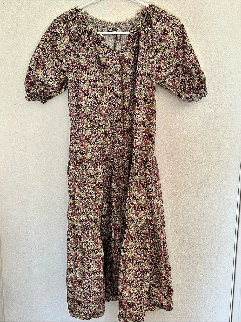 Bonton Girls Floral Puff Sleeve Tiered Maxi Dress Size 12Y